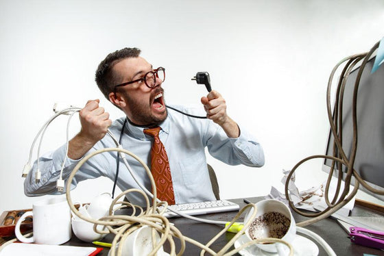 there-are-lot-wires-workplace-man-is-constantly-tangled-them