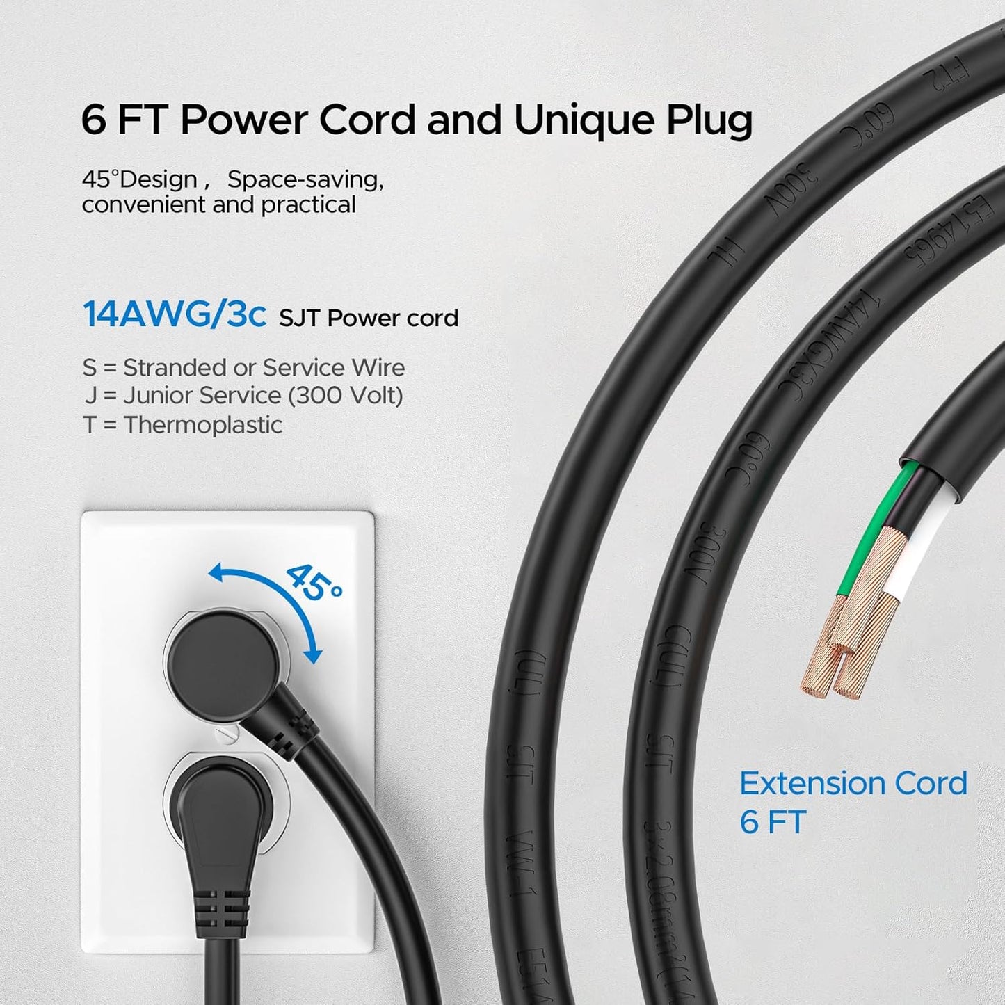 CRST 2 Pack 8 Outlet Metal Heavy Duty Power Strip 2100J Surge Protector 15A 1875W Mountable Wide Spaced Power Bar 6FT Flat Plug Extension Cord
