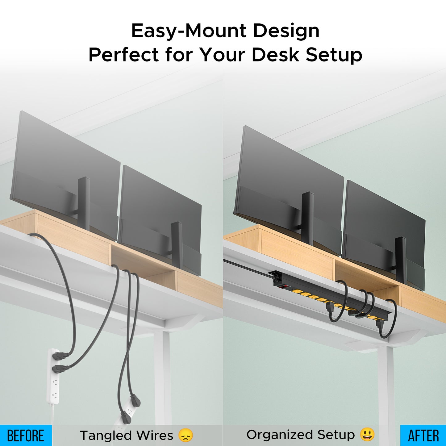 CRST 12 Outlets Wall Mountable Long Power Strip, 2100 Joules Heavy Duty Surge Protector, Slim Metal Power Bar with 6ft Extension Power Cord, ETL Listed