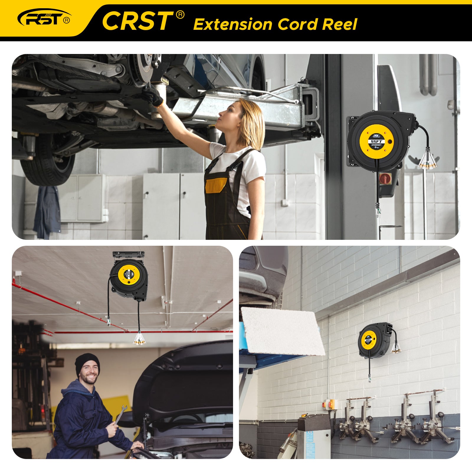 ROCKETSOCKETTECH Extension Cords CRST 55 ft. Retractable Extension Cord 13A