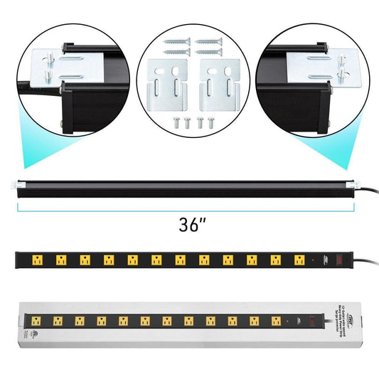 ROCKETSOCKETTECH power strip CRST 12-Outlets 15 ft. Heavy Duty Surge Protector Power Strip 15A