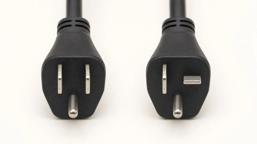 NEMA 5-20P vs 5-15P plug comparison — real 20-amp power strip identification guide by CRST
