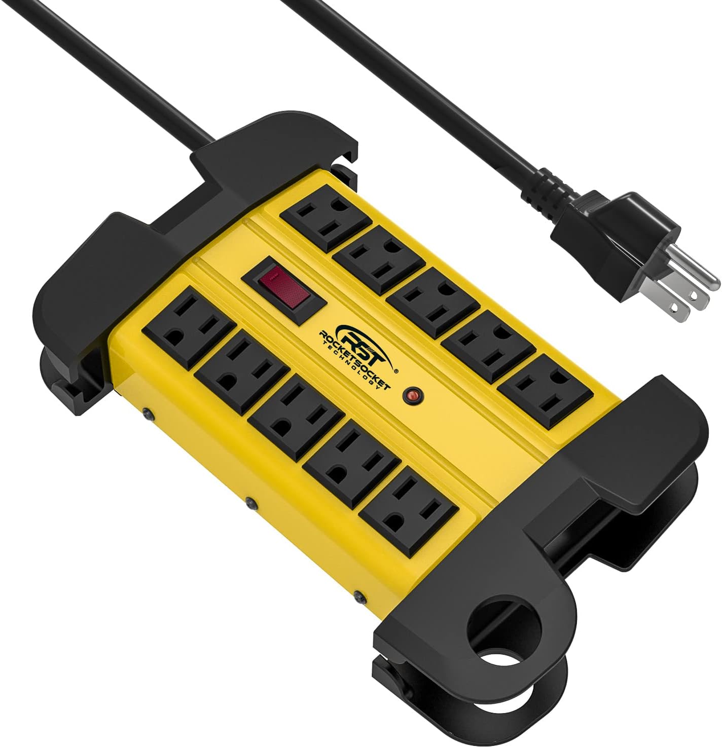 CRST 10 Outlets Mountable Heavy Duty Power Strip Surge Protector with Cord Wrapping design, Optional 15FT or 6FT Power Cord