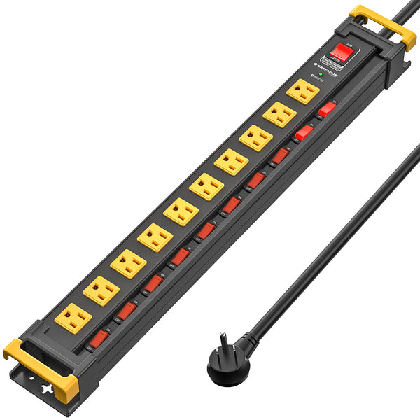 Mountable Metal Power Strip with Individual Switches