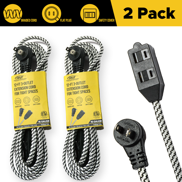 CRST 2-Pack 12ft Braided Flat Extension Cord