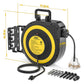 CRST 50ft Retractable Extension Cord Reel - 14AWG Heavy Duty, Lighted 3-Outlet Tap, 180° Swivel Mount, UL Listed