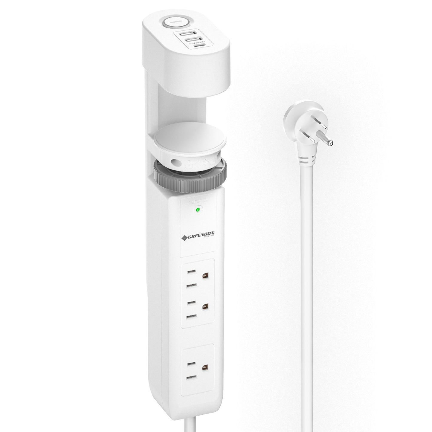 Desk Clamp Power Strip with USB-C Port, 1020J Surge Protector with 20W PD Fast Charging,3 Wide-Spaced Outlets Desktop Edge Mount Power Strip with Flat Plug, 6FT Cord, Fits Tables Up to 2 Inches