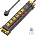 Mountable Metal Power Strip with Individual Switches | 6–12 Outlets Dual-Pole Master Switch, 3300J Surge Protector ETL Listed