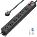 CRST 6-Outlet Slim Mountable Metal Power Strip | Dual-Pole Switch, 2100J Surge Protector, Wide-Spaced Outlets, 10ft