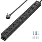 CRST 8 Outlets Wide Spaced Mountable Metal Power Strip Surge Protector, 6FT Flat Plug Power Cord, Mounting Kits Included