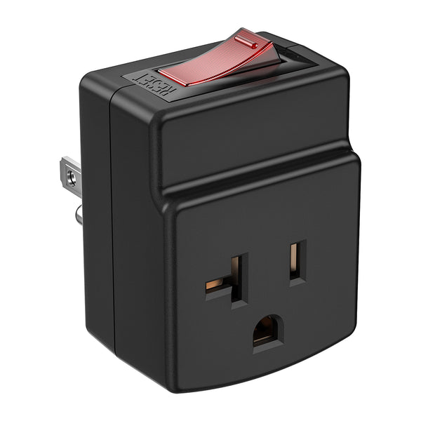 ETL Listed 15 to 20 Amp Adapter Plug with Built-In 15A Circuit Breaker