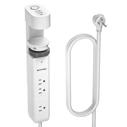 CRST Desk Clamp Power Strip | 3 Outlets + 3 USB (20W USB-C PD), 1020J Surge Protector, No-Drill Mount, 45° Flat Plug, 6ft Cord