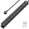 CRST 8 Outlets Mountable Metal Power Strip Surge Protector, 6FT Flat Plug, 2100 Joules, Wide Spaced