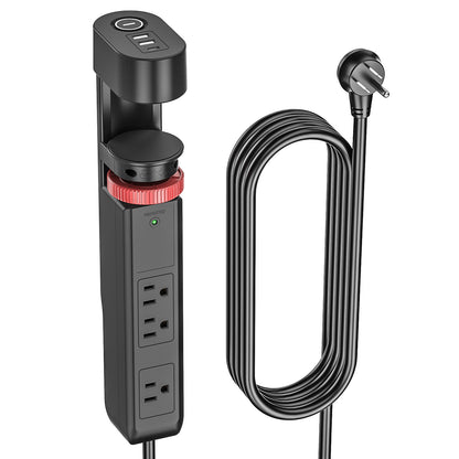 Desk Clamp Power Strip with USB-C Port, 1020J Surge Protector with 20W PD Fast Charging,3 Wide-Spaced Outlets Desktop Edge Mount Power Strip with Flat Plug, 6FT Cord, Fits Tables Up to 2 Inches
