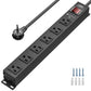 CRST 6 Outlets Wide Spaced Mountable Metal Power Strip Surge Protector, 6FT Flat Plug Power Cord, Mounting Kits Included