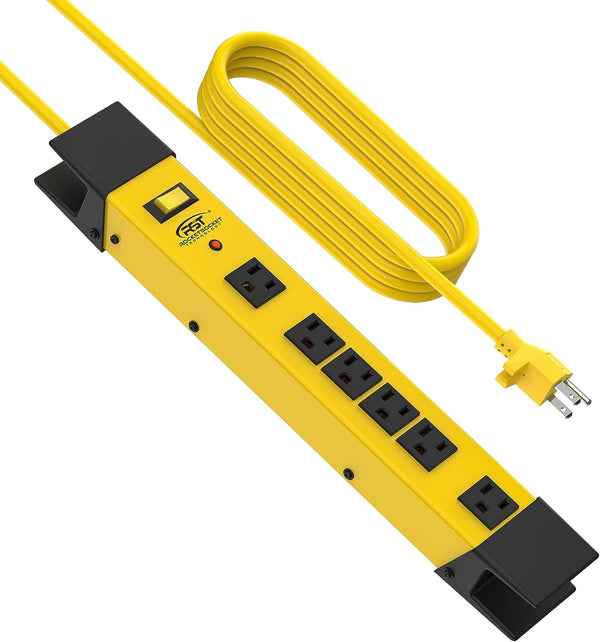 CRST Wide Spaced 6 Outlets Mountable Heavy Duty Metal Power Strip Surge Protector