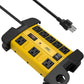 CRST 8 Outlets Dural USB Mountable Metal Power Strip Surge Protector with Cord Wrapping Design, Optional 15FT or 6FT Power Cord