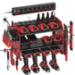 3 Layers Power Tool Organizer Wall Mount with Charging Station, Garage Tool Storage Rack Shelf with 8-Outlet Individual Switches Power Strip