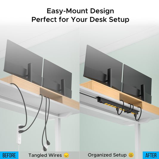 CRST 12 Outlets Wall Mountable Long Power Strip, 2100 Joules Heavy Duty Surge Protector, Slim Metal Power Bar with 6ft Extension Power Cord, ETL Listed