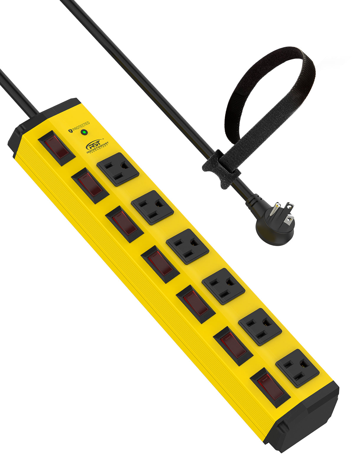 CRST 6 Outlets Individual Switches Mountable Metal Power Strip Surge Protector, 6FT Flat Plug Power Cord, Optional 3 Colors