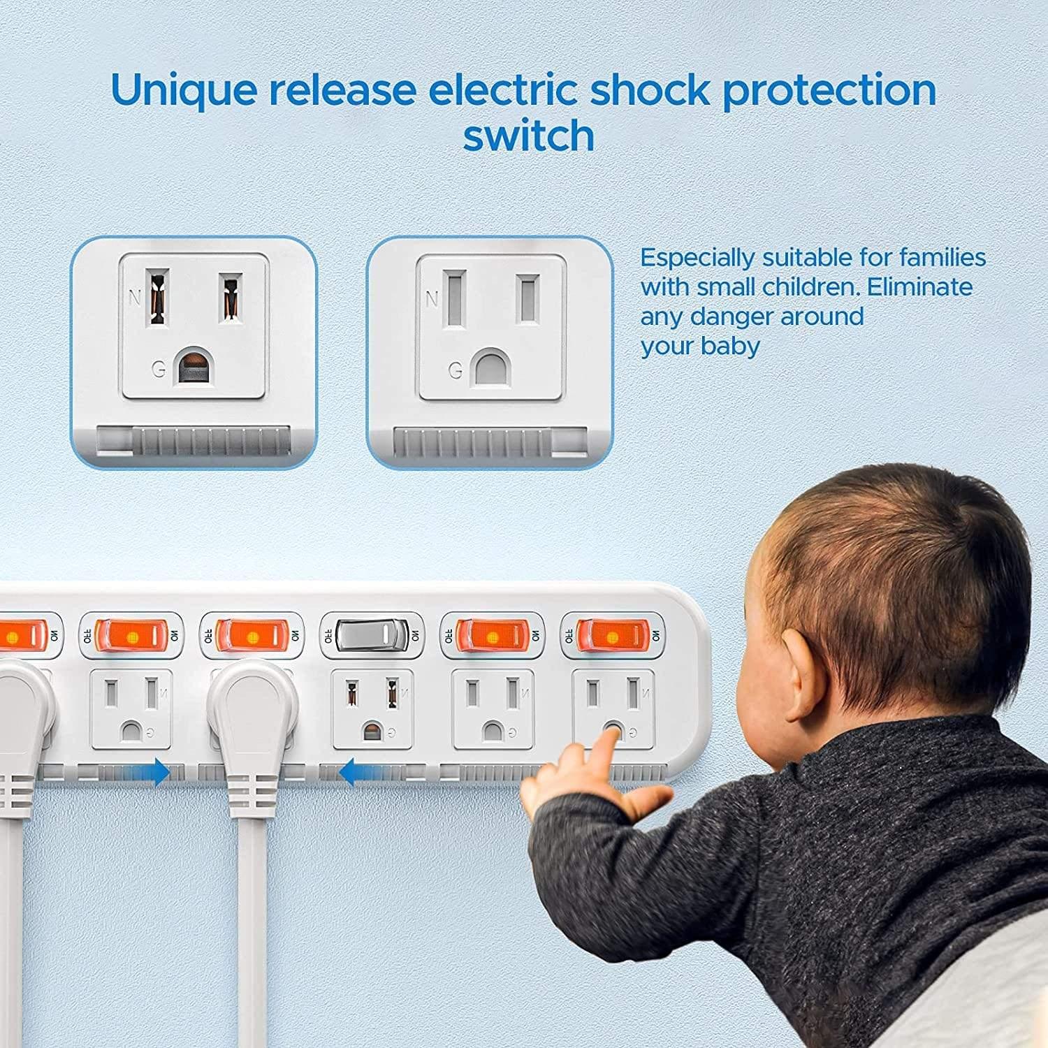 RocketSocket CRST 6-Outlets 6 ft. Surge Protector Power Strip 15A
