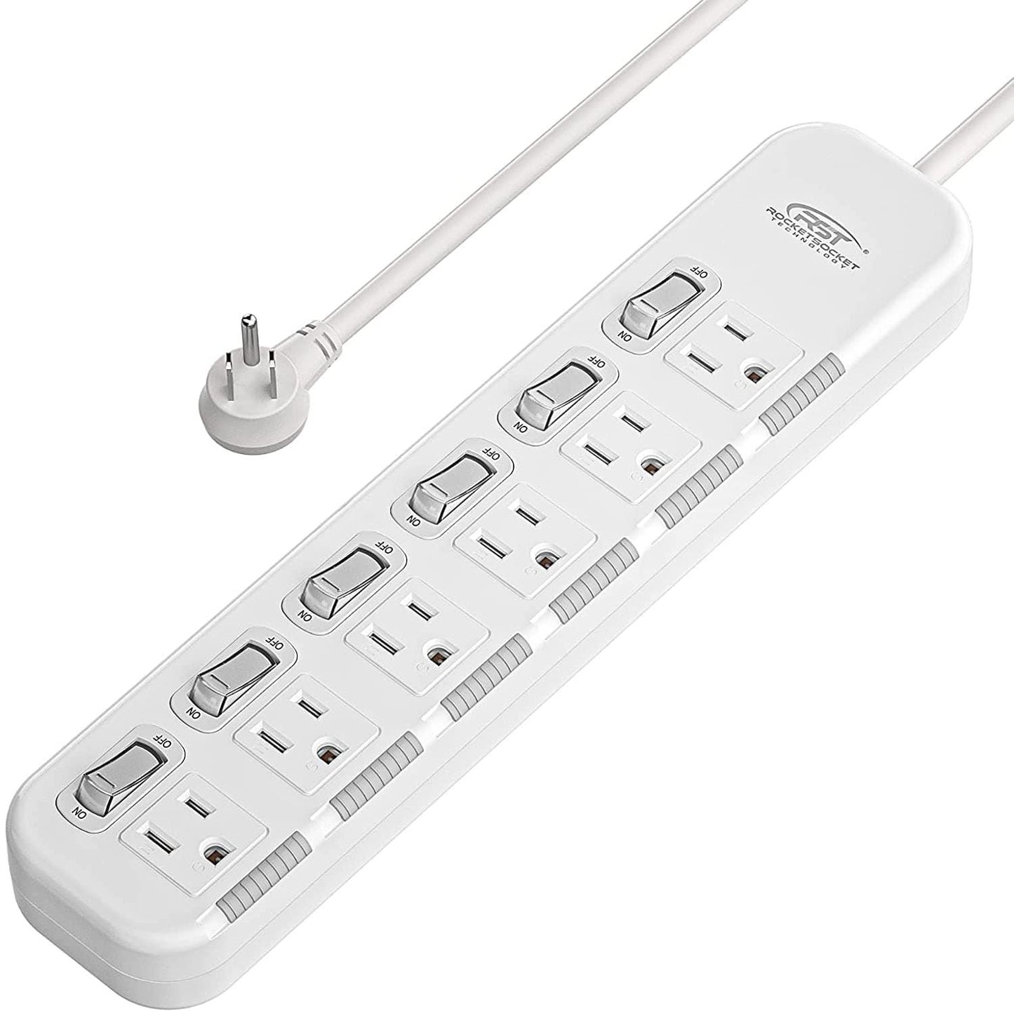 RocketSocket CRST 6-Outlets 6 ft. Surge Protector Power Strip 15A