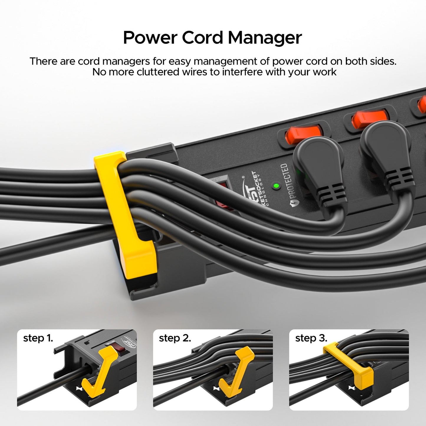 RocketSocket power strip CRST 12-Outlets 9 ft. Heavy Duty Surge Protector Power Strip 15A