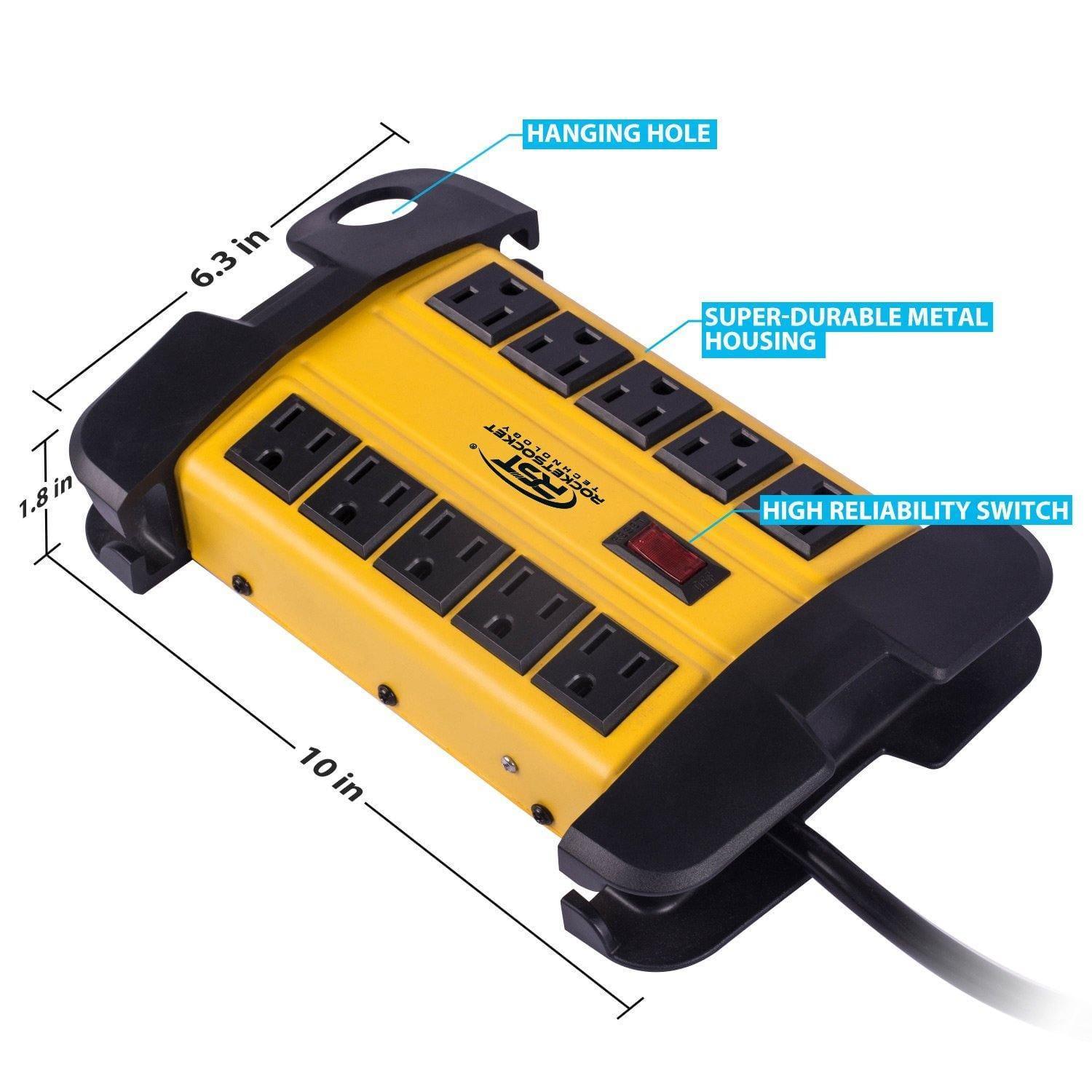 ROCKETSOCKETTECH power strip CRST 10-Outlets 15 ft. Heavy Duty Power Strip 15A