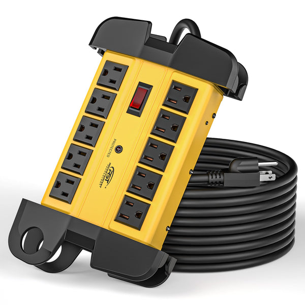 10-Outlet Metal Heavy Duty Surge Protector Power Strip