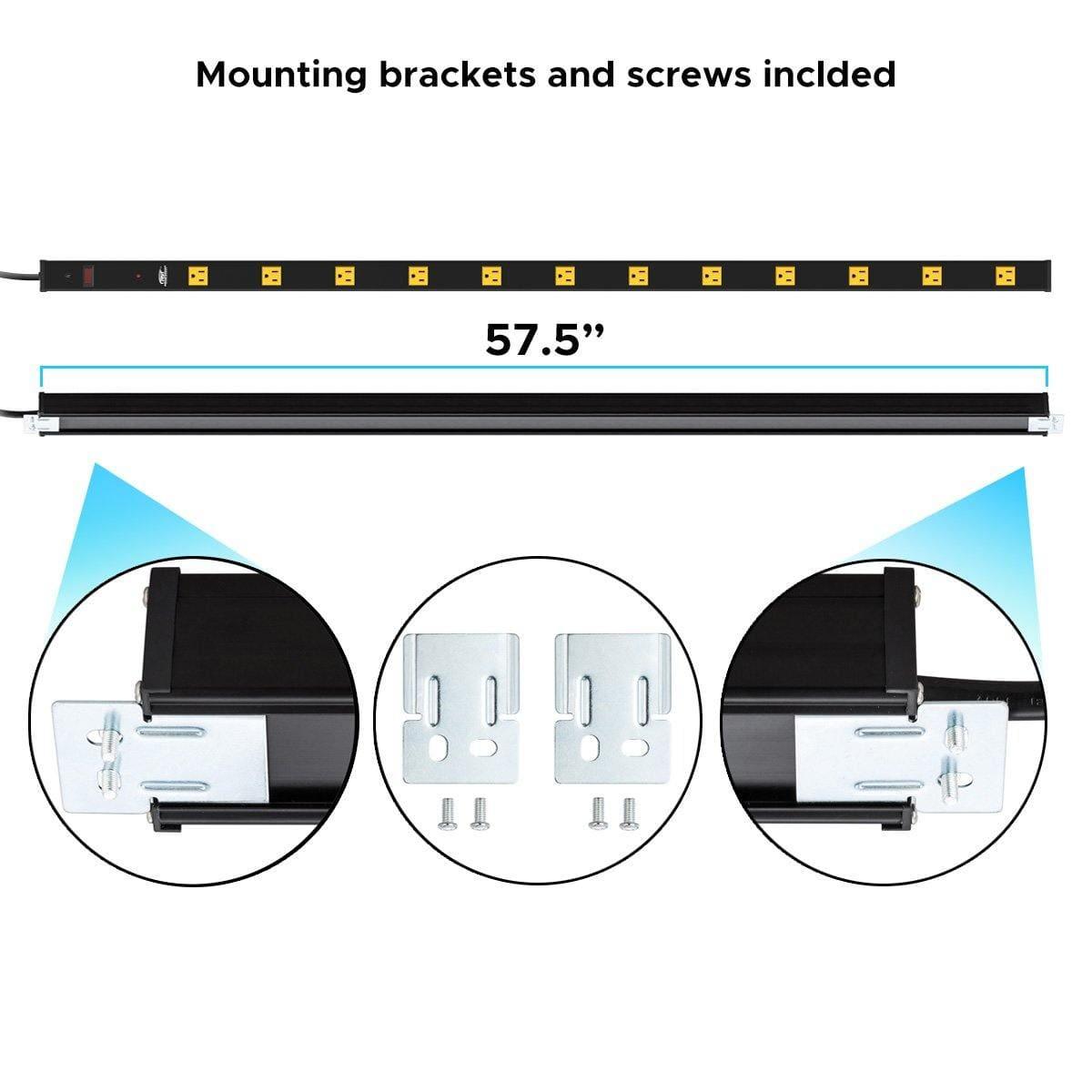 ROCKETSOCKETTECH power strip CRST 12-Outlets 15 ft. Heavy Duty Metal Wide Spaced Power Strip 15A