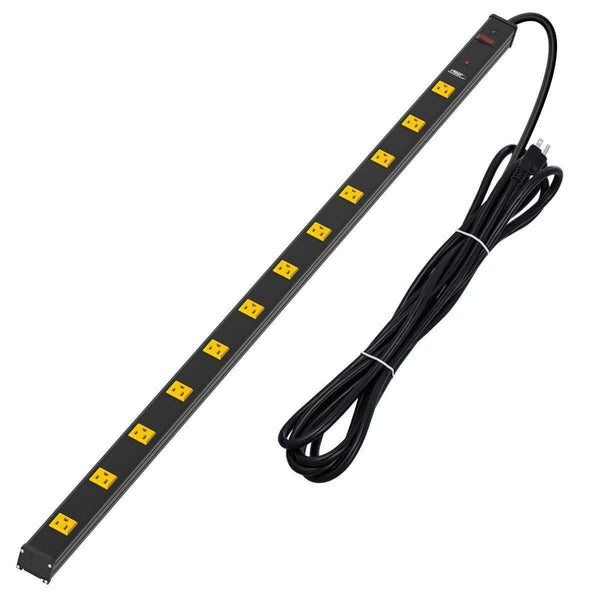 Wide Spaced 12 Outlets Mountable Metal Power Strip Surge Protector