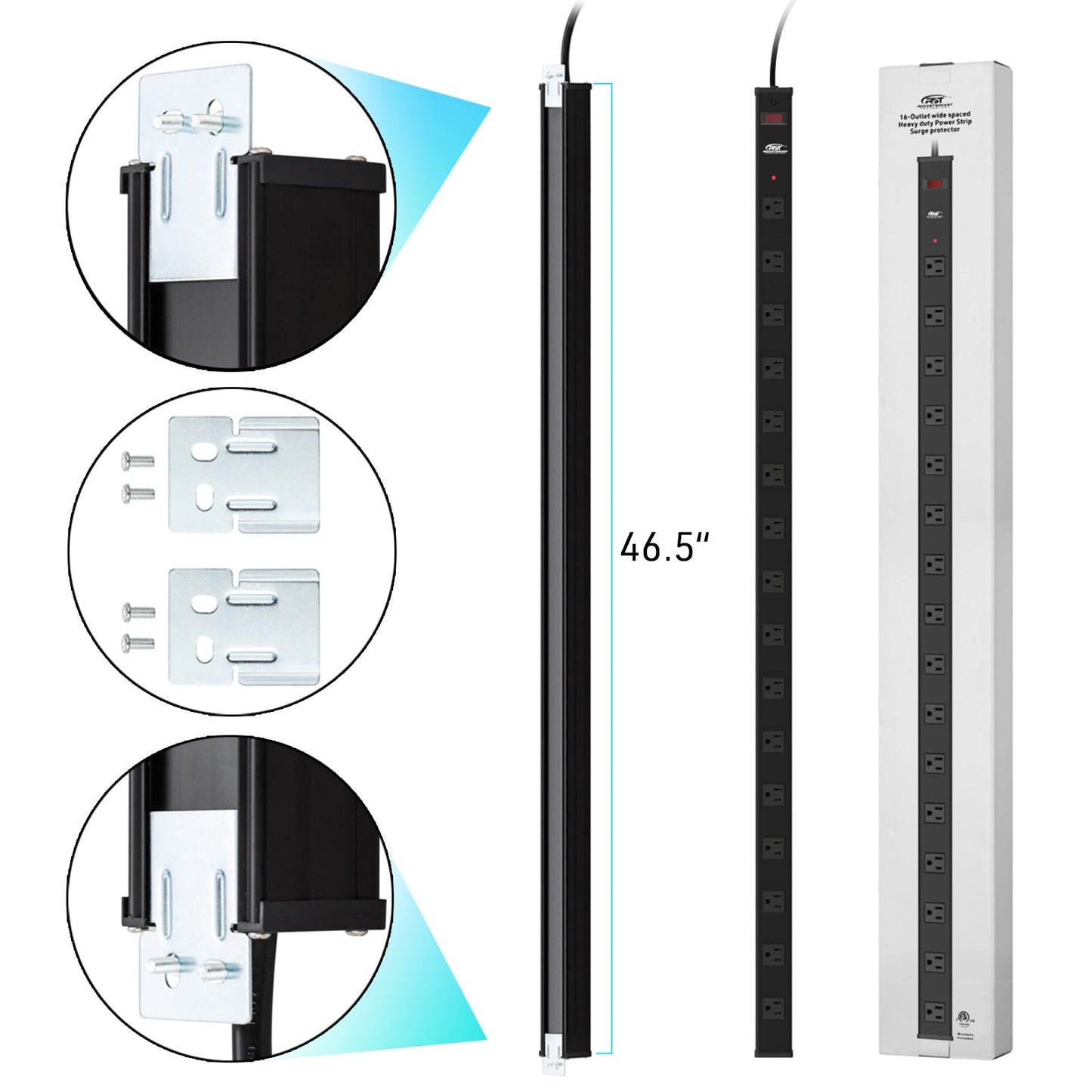 ROCKETSOCKETTECH power strip CRST 16-Outlets 15 ft. Heavy Duty Surge Protector Power Strip 15A