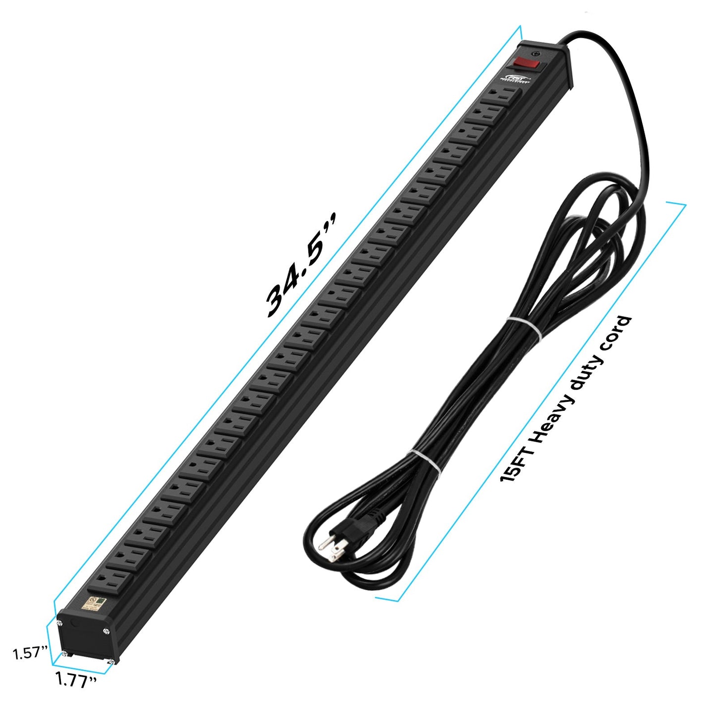 ROCKETSOCKETTECH power strip CRST 24-Outlets 15 ft. Heavy Duty Power Strip 15A