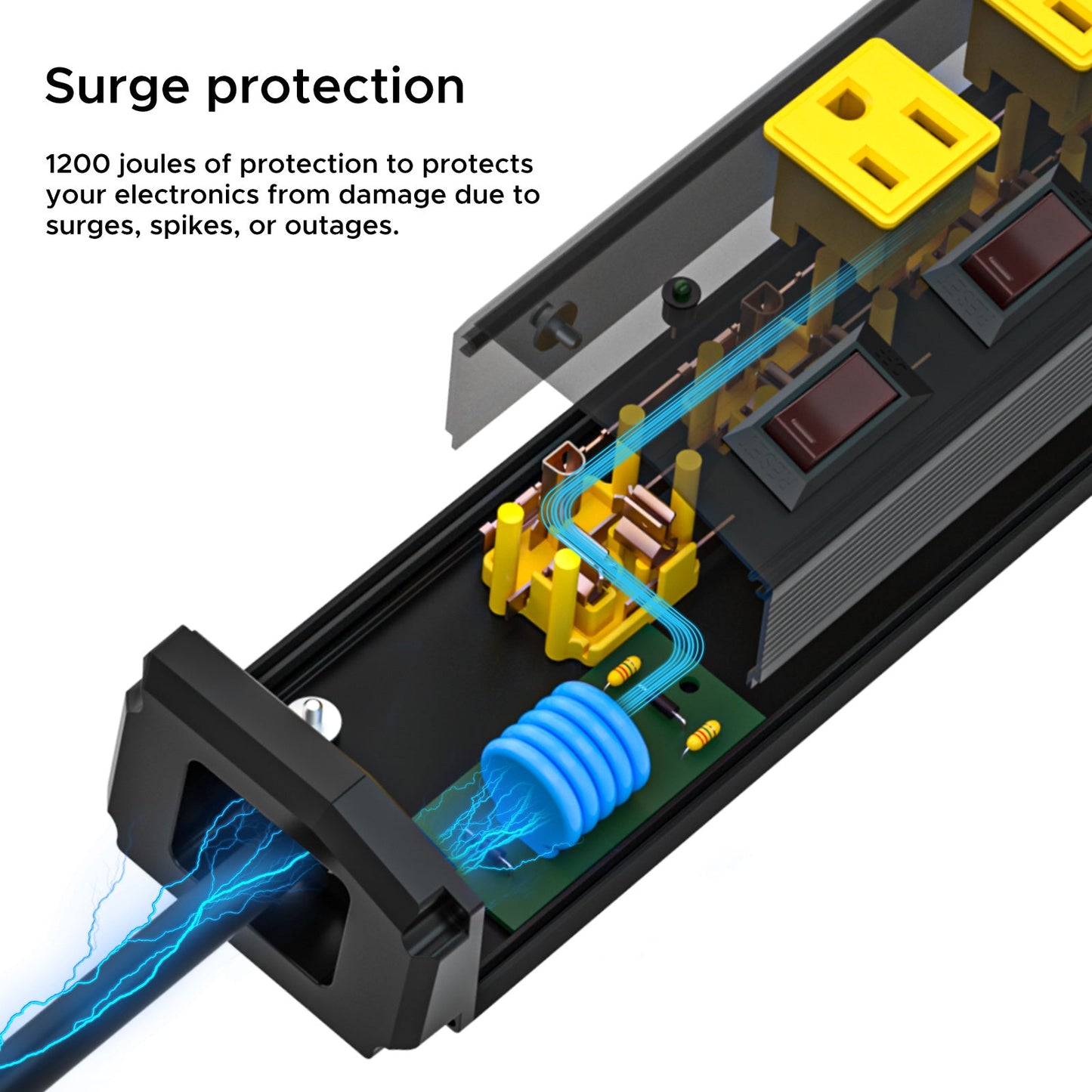 ROCKETSOCKETTECH power strip CRST 6-Outlets 6 ft. Heavy Duty Surge Protector Power Strip 15A