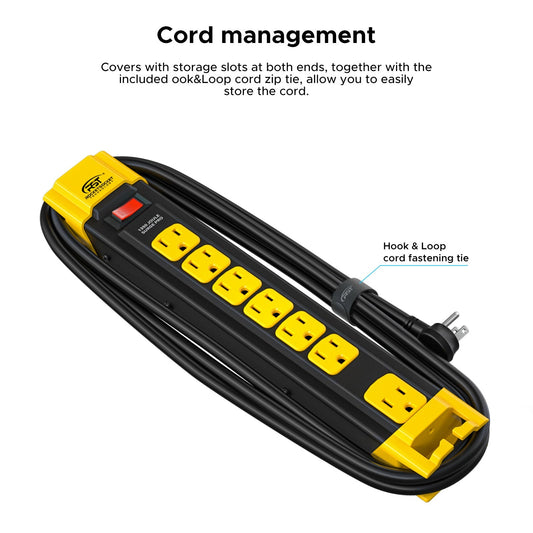 ROCKETSOCKETTECH power strip CRST 7-Outlets 9 ft. Heavy Duty Surge Protector Power Strip 15A