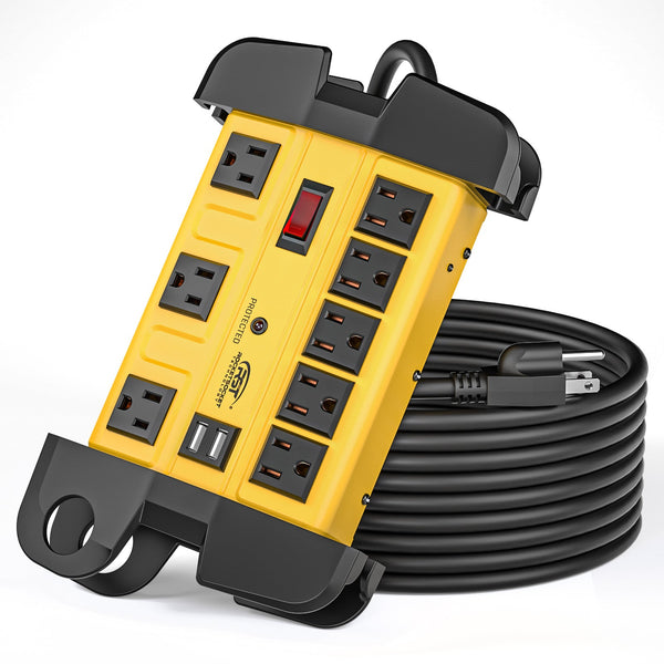 Wide Spaced 8-Outlet Heavy Duty Metal Power Strip Surge Protector